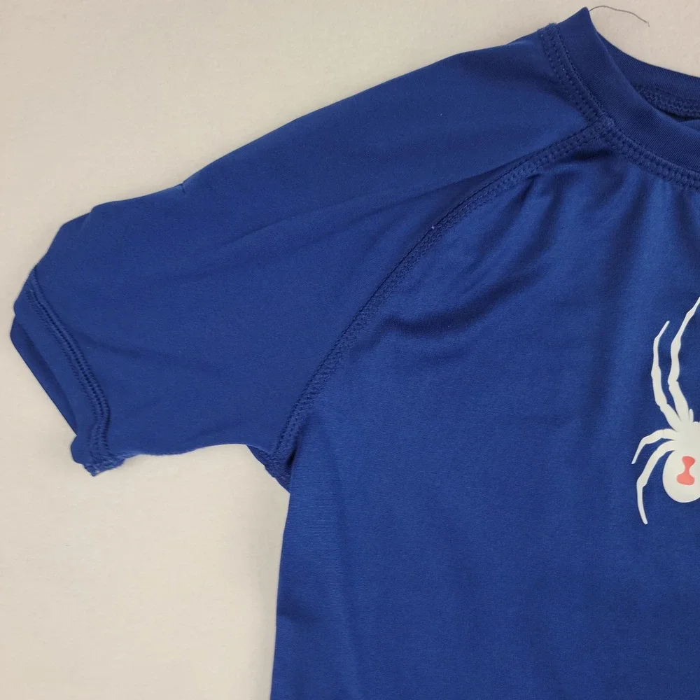 Spyder Swim Kids Blue Short Sleeve Rash Guard Shirt Size S 7/8 1368843